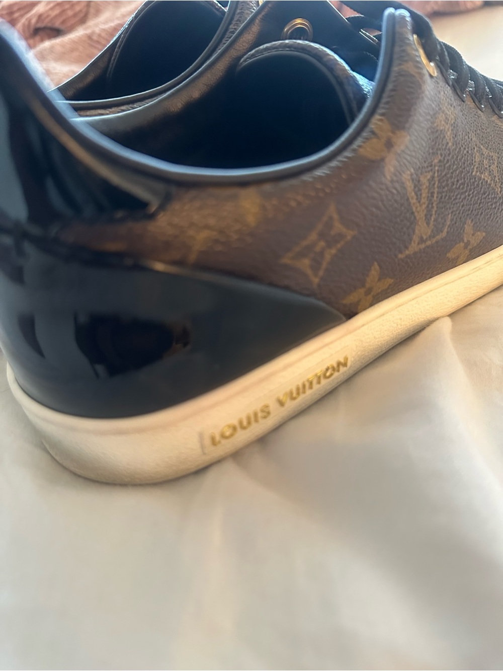 Louis Vuitton Brown Monogram Leather Low-Top Sneakers - Picture 3 of 9